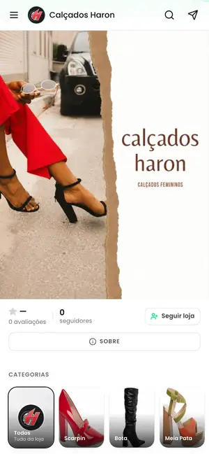 Loja Calçados Haron aberta no celular