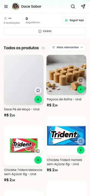 Loja Doce Sabor aberta no celular