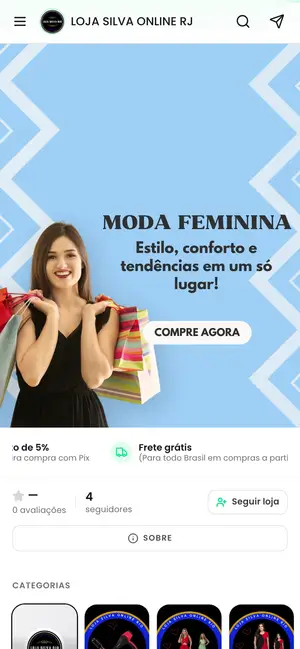 Loja Loja Silva Online RJ aberta no celular