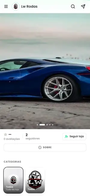 Loja LW Rodas aberta no celular