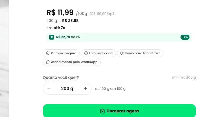 Etiqueta de produto com nome, preço e código de barras gerado pela Sellit